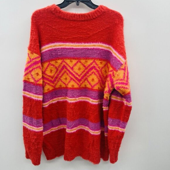 Holiday Lane Womens Size XL Fair Isle Fuzzy Crewneck Sweater in Ruby Red $59 082 - Picture 6 of 9